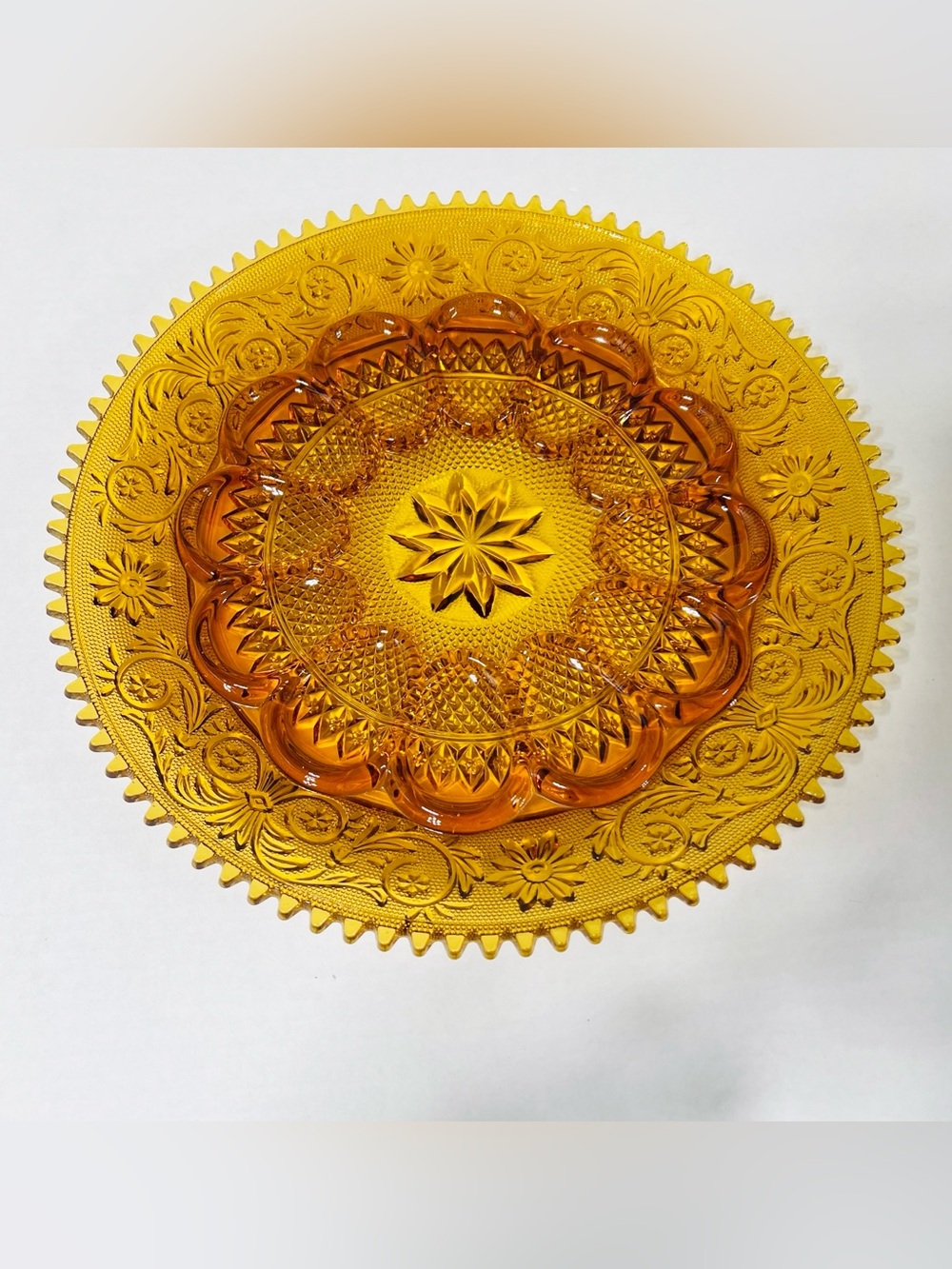 Tiara Indiana Amber Glass Serving Deviled Egg Thanksgiving Holiday Plate